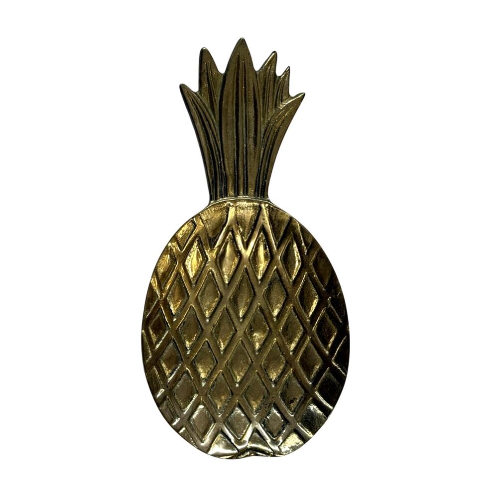 Brass Pineapple Trinket Dish Vintage Mid Century Hollywood Regency Decor Footed